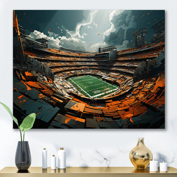 Green Football Abstract Stadium - Football Canvas Wall Art
